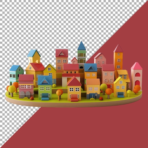 3D Rendering of a Building Toys for Children on Transparent Background Ai Generated