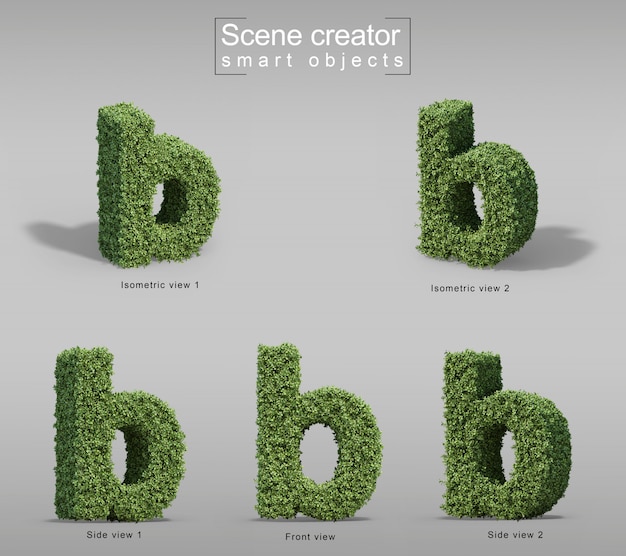 3d rendering of bushes in shape of letter b