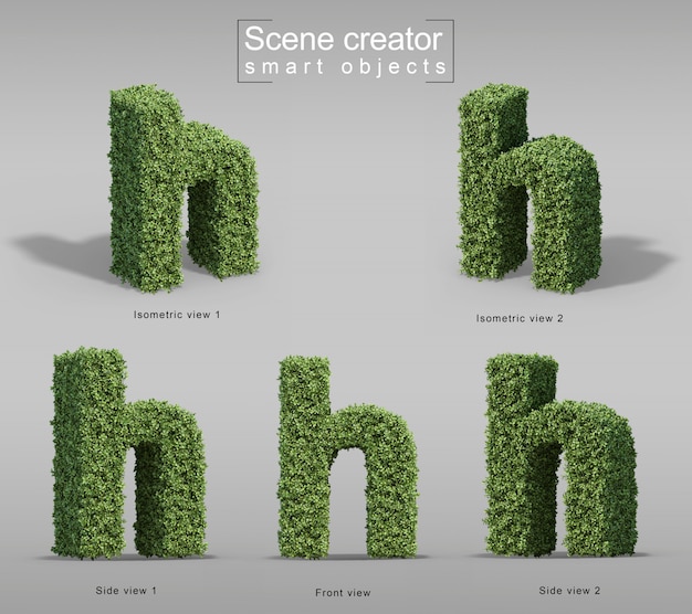 3d rendering of bushes in shape of letter h