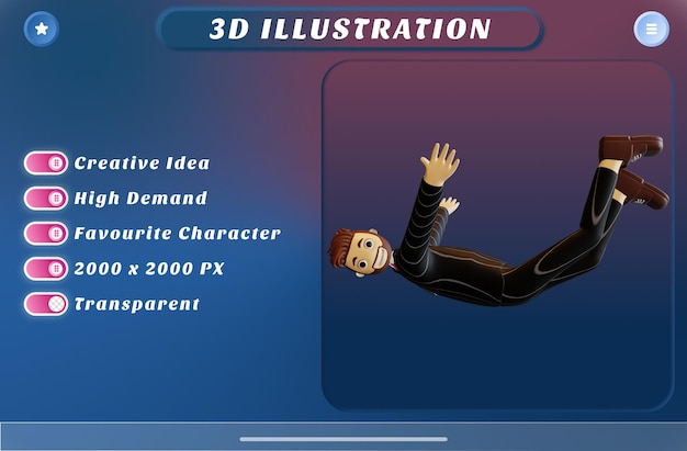 3d rendering businessman character suit and tie