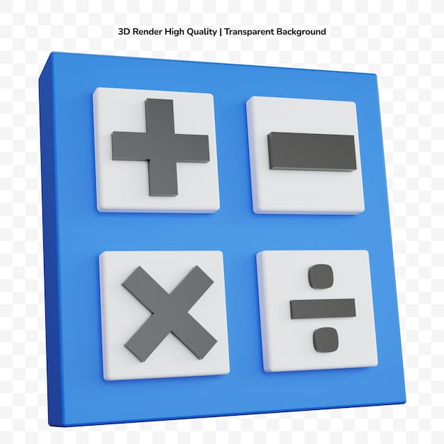 3d rendering calculator with four buttons isolated