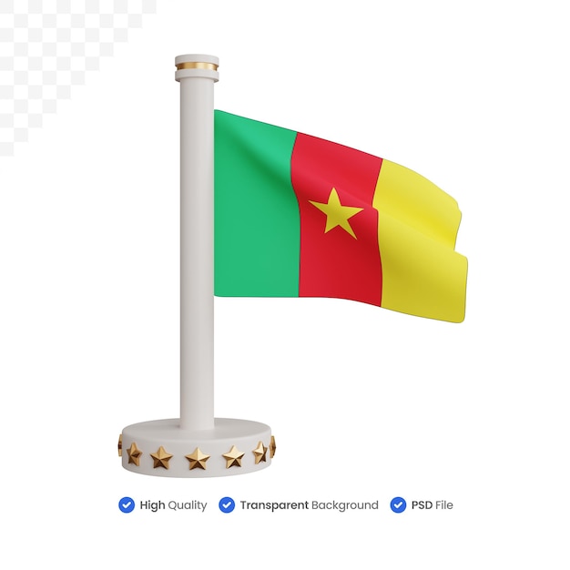 3d rendering cameroon national flag isolated