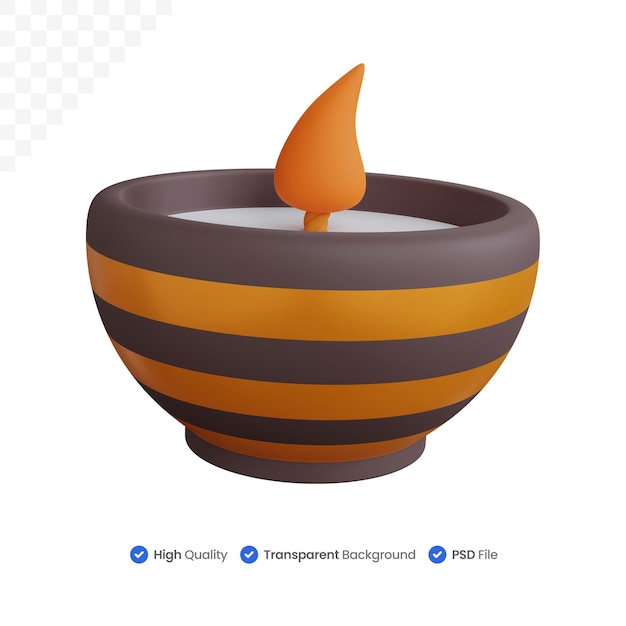 3d rendering candle in the jug isolated