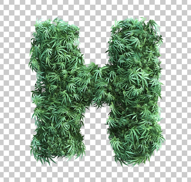 3D rendering of cannabis alphabet H