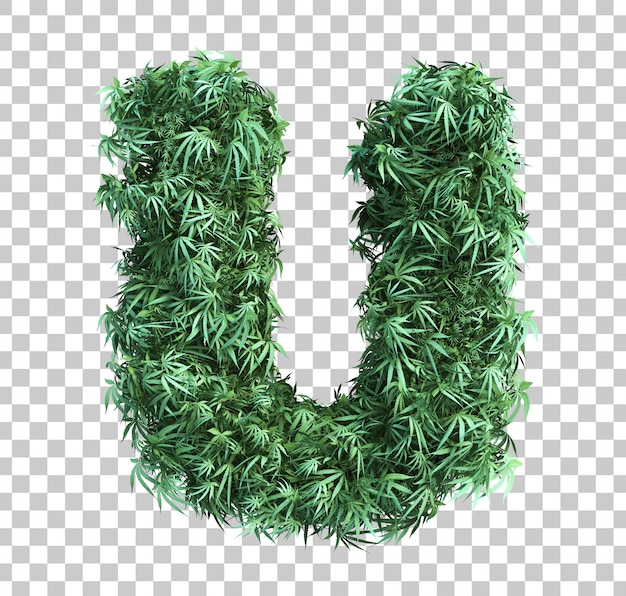 3D rendering of cannabis alphabet U