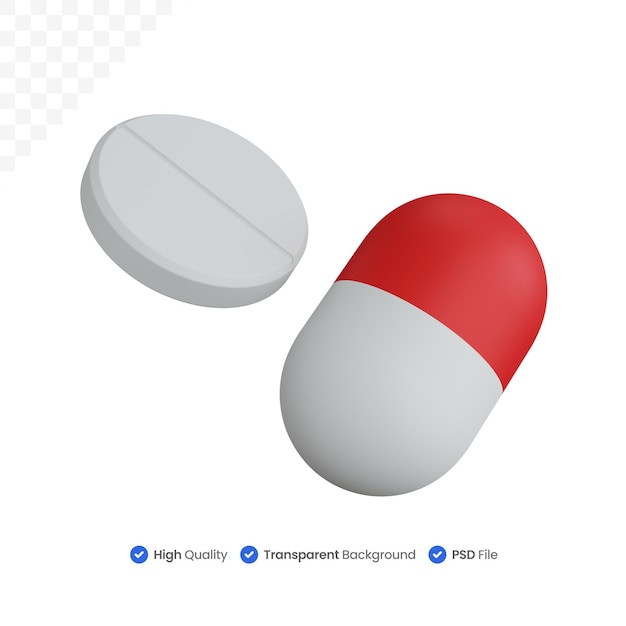 3d rendering capsules and pills isolated