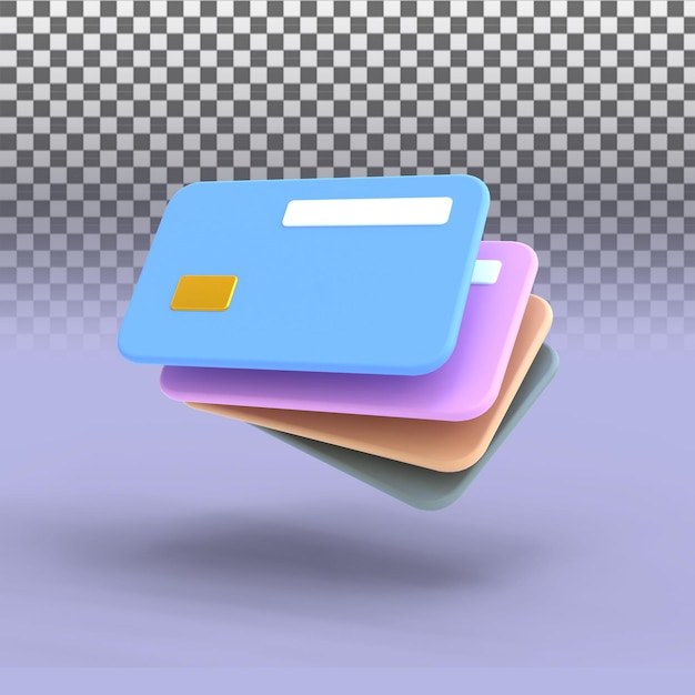 3D Rendering of card payments on transparent background. 3D Render illustration.