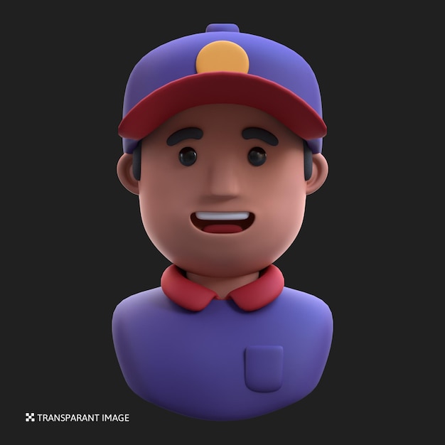 3d rendering cartoon boy avatar illustration