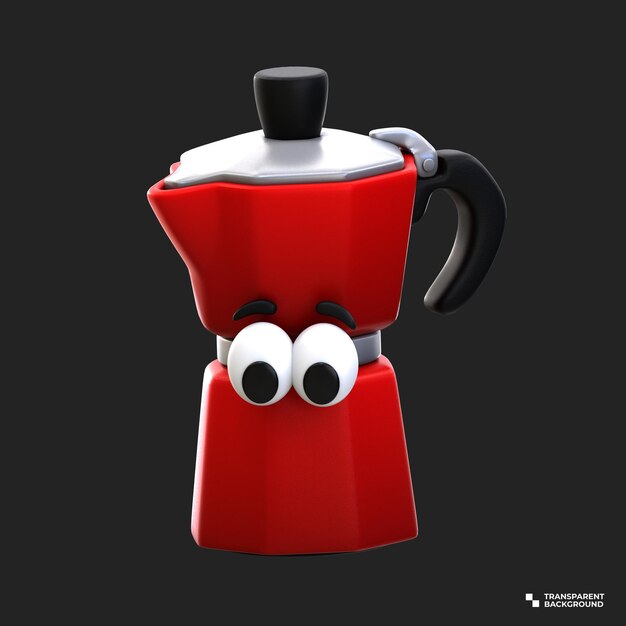 3D Rendering cartoon Icon Cooking Tool Series Coffee Pot