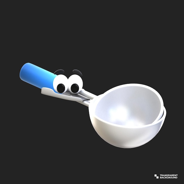 3D Rendering cartoon Icon Cooking Tool Series ice cream scoop