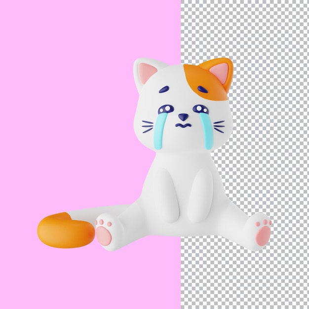 3d rendering of cat crying