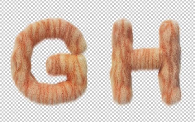 3d rendering of cat hair effect alphabet