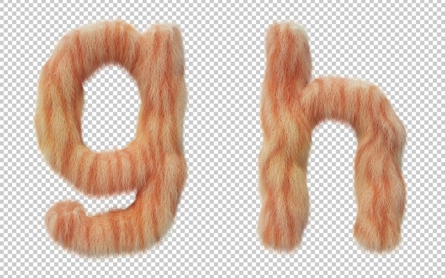 3d rendering of cat hair effect alphabet