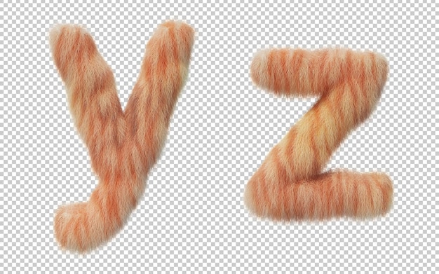 3d rendering of cat hair effect alphabet