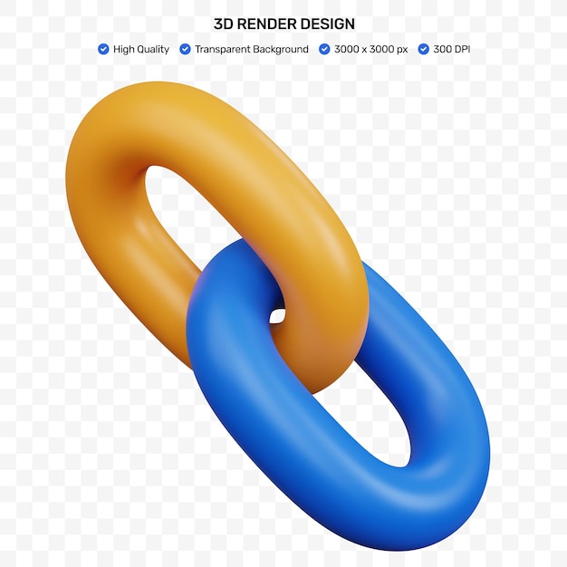 3d rendering chain link symbol with two chains isolated