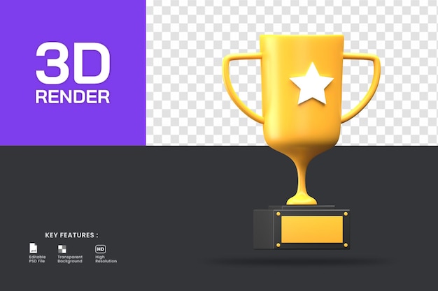 3d rendering champion trophy award. useful for achievement or sport illustration