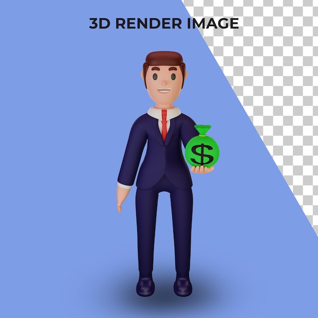 3d rendering of character with business concept