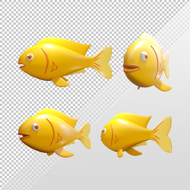 3d rendering character of a yellow goldfish