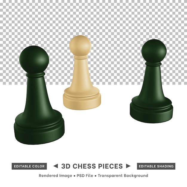 3d rendering of chess pieces editable color