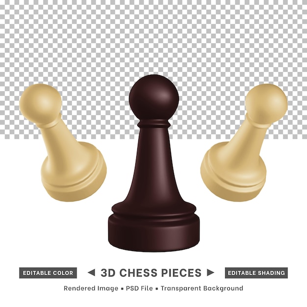 3d rendering of chess pieces editable color