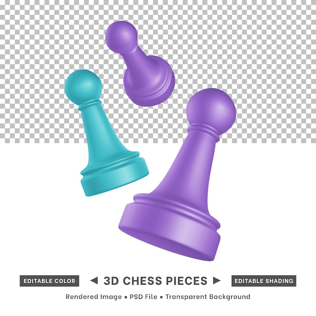 3d rendering of chess pieces editable color