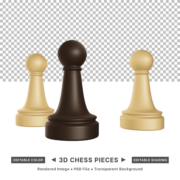 3d rendering of chess pieces editable color