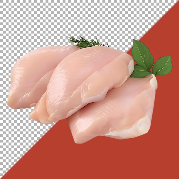 3D Rendering of a Chicken Raw Meat on Transparent Background Ai Generated