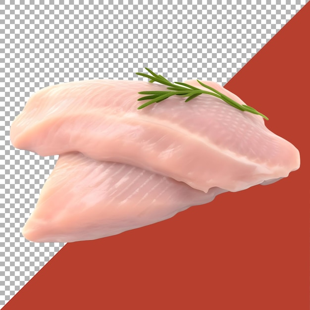 3D Rendering of a Chicken Raw Meat on Transparent Background Ai Generated