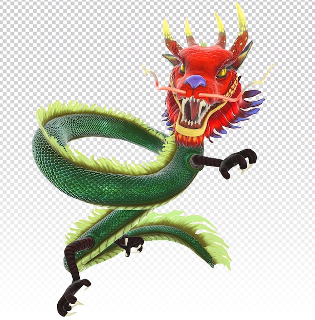 3d rendering Chinese dragon. Isolated on white background. Front view.