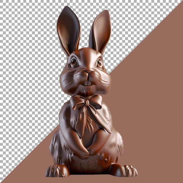 PSD 3d rendering of a chocolate rabbit on transparent background ai generated