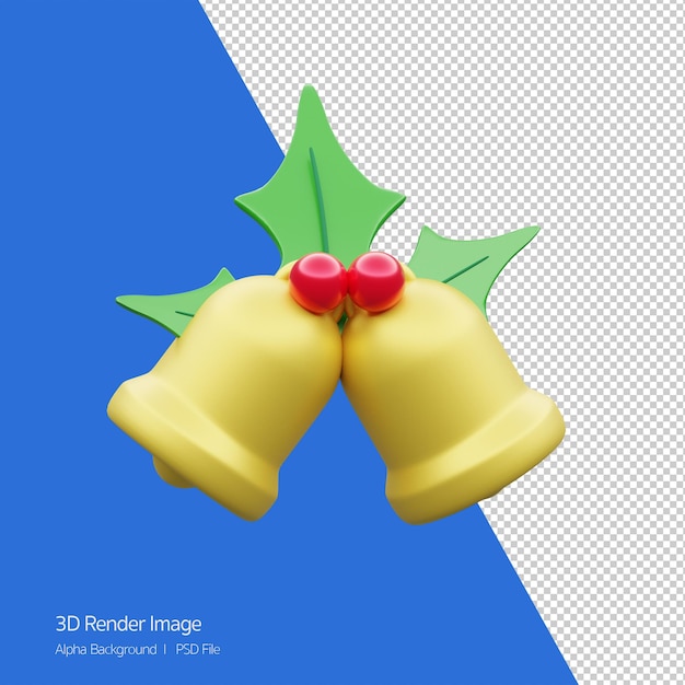 3d Rendering of Christmas bells isolated on white.