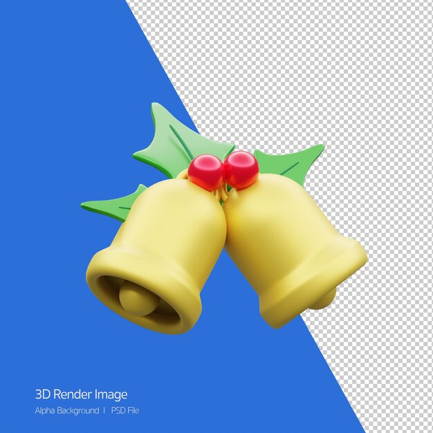 3d Rendering of Christmas bells isolated on white.