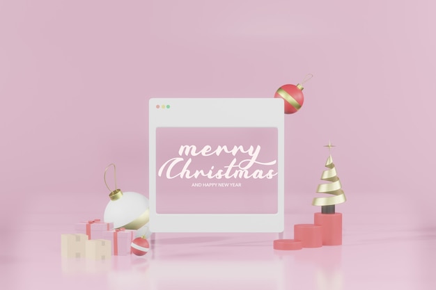 3d rendering Christmas empty internet frame mockup