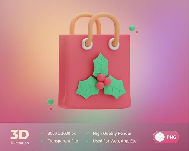 3d Rendering Christmas shopping bag illustration