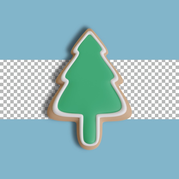 3D Rendering christmas tree cookie object tranparent