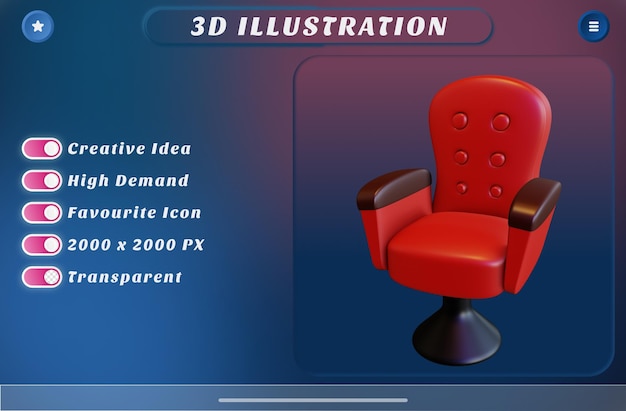 3d rendering cinema red seats