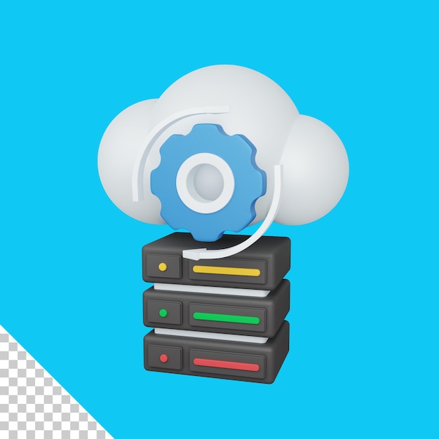 3d rendering cloud computing concept with cloud arrow and colorful server useful for server IT