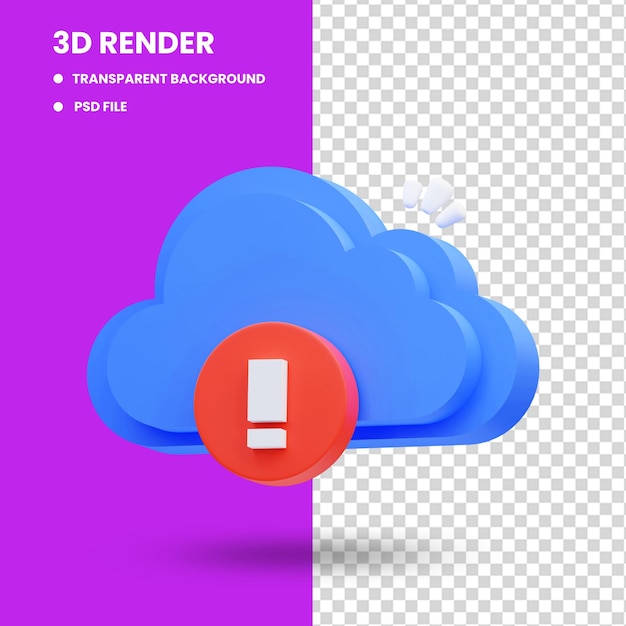 3d rendering of cloud server cute icon illustration is not available, empty state