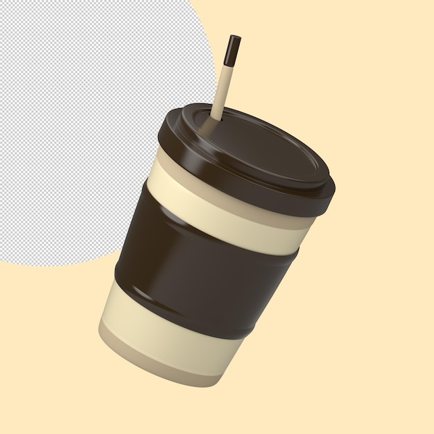 PSD 3d rendering of coffe cup icon isolated on cleare background