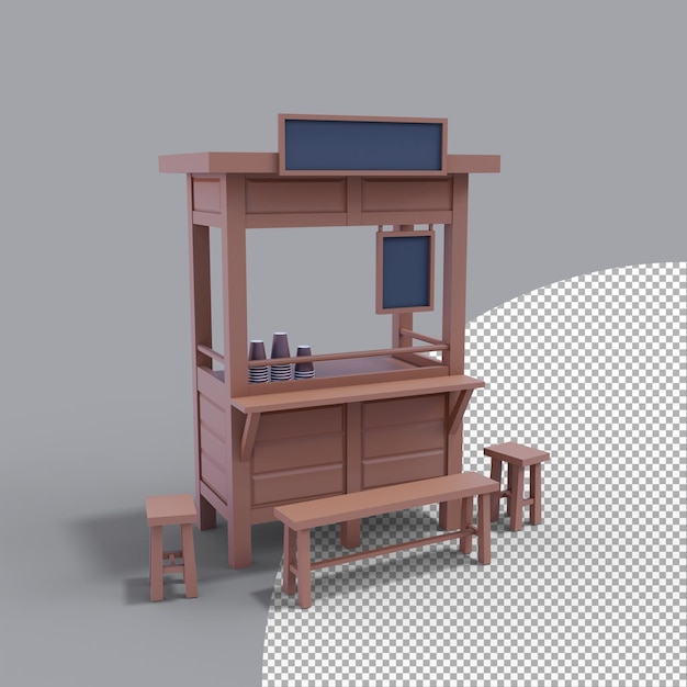 3d rendering coffee cart