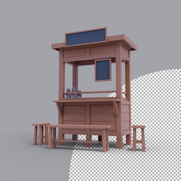 3d rendering coffee cart