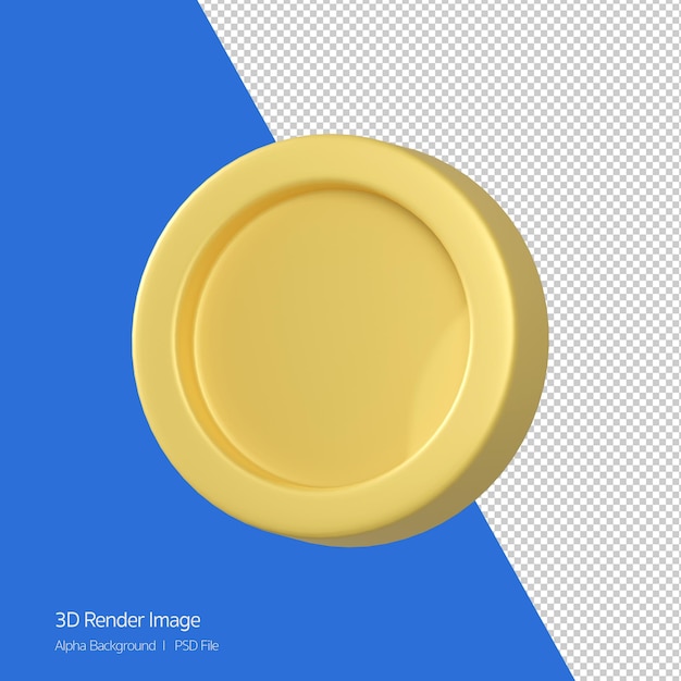 3d Rendering of coin icon isolated on white.