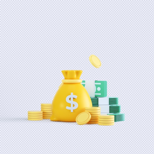 3d rendering coin objects, Simple financial related icons