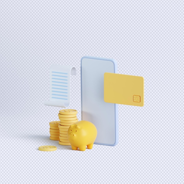 3d rendering coin objects, Simple financial related icons