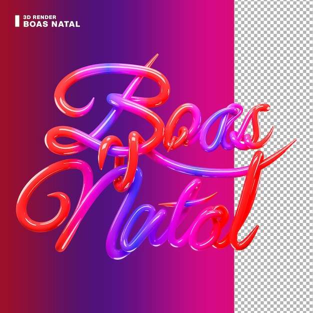 3D rendering colorful boas natal lettering