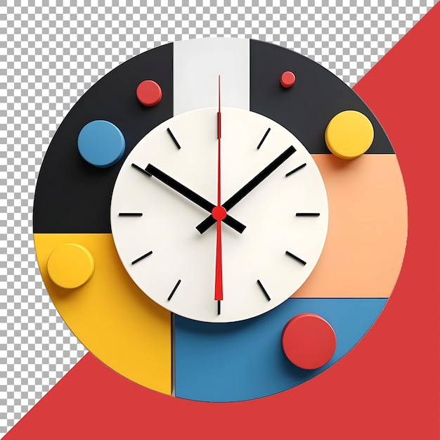 3D Rendering of a Colorful Clock on Transparent Background Ai Generated