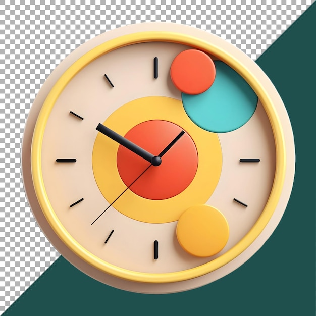 3D Rendering of a Colorful Clock on Transparent Background Ai Generated