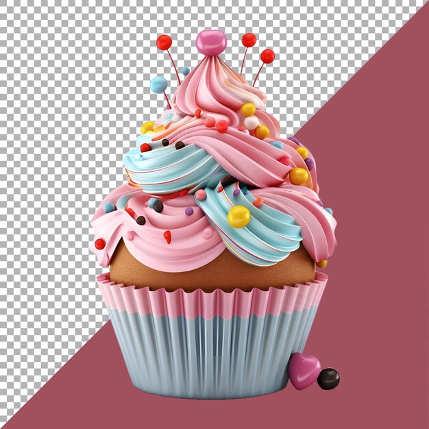 3D Rendering of a Colorful Ice Cream Cup on Transparent Background Ai Generated