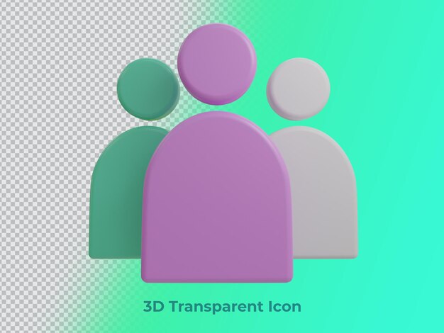 PSD 3d rendering of contact avatar icon with transparent background front view