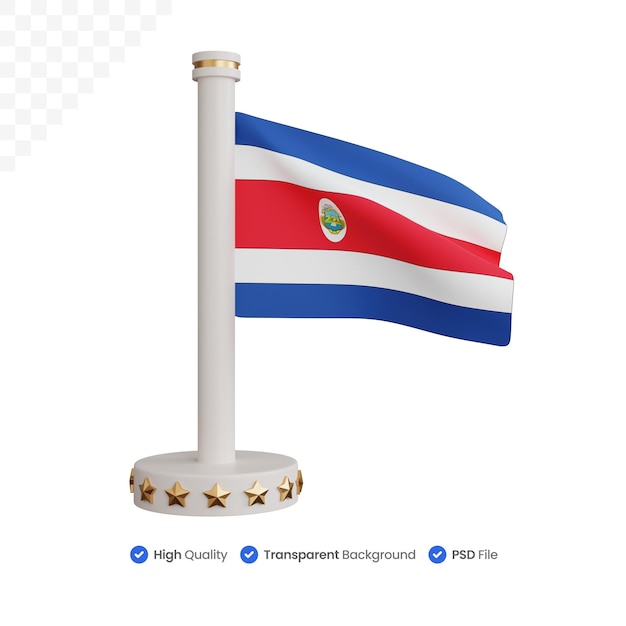 3d rendering Costa Rica national flag isolated